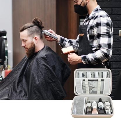 Boobowl Hard Travel Case for Hair Clippers, Hair Cutting Barber Supplies Organizer Bag, Trimmer Storage Holder for Ufree/for Wahl/for Andis Men Razor Guard Grooming Kits -Gold