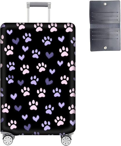 Luggage Cover Protector for 30-32 Inch Suitcases, TSA Approved Elastic Travel Suitcase Covers, Anti-Scratch Washable Luggage Sleeve for Carry On & Checked Bags, Dog Paw Prints 02