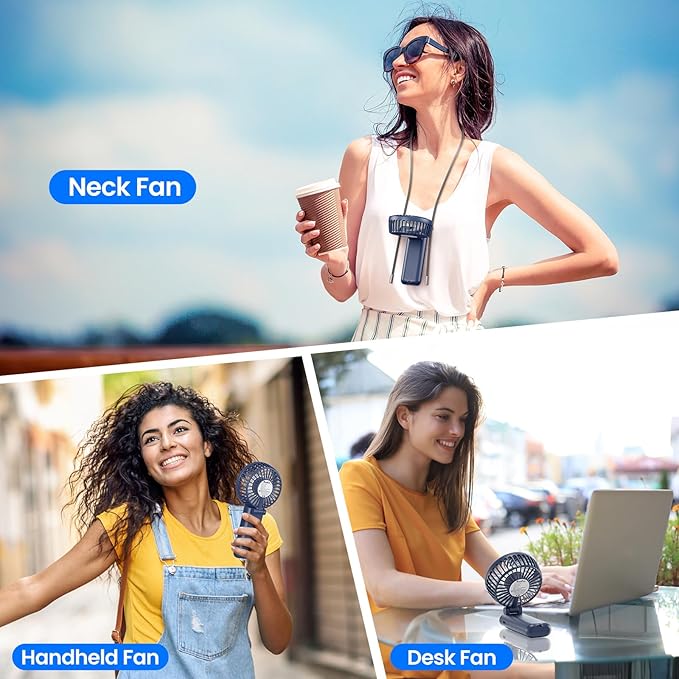 HandFan Upgraded Handheld Fan, 5 Speeds Strong Airflow Hand Fan [Max 27 Working Hours], 180° Foldable Compact Design Personal Fan Handheld with Portable Power for Travel/Disney/Concerts/Women (Blue)
