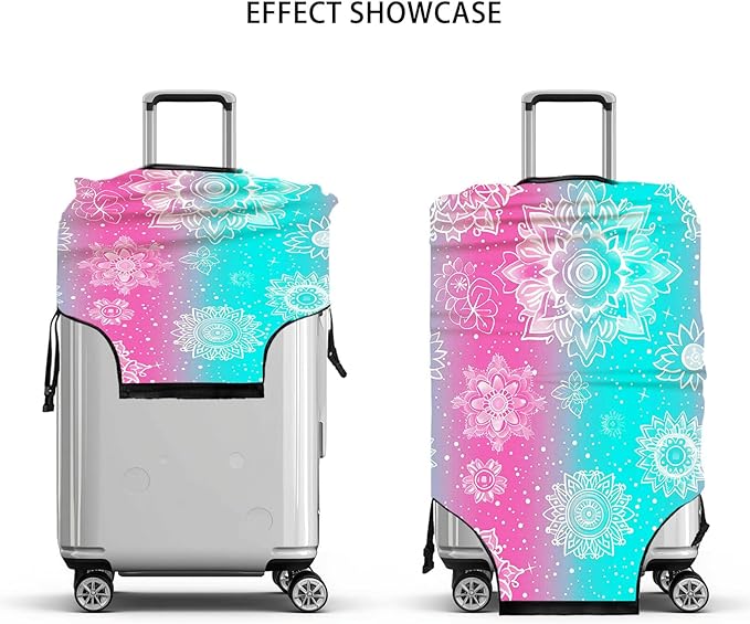 Gradient Mandala Luggage Cover Suitcase Protector Washable Anti Scratch Protective Sleeve Travel Accessories Baggage Covers Fits 22-24 Inch Suitcase Wraps and Covers for Luggage Essentials