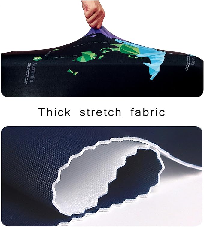 WUJIAONIAO Travel Luggage Cover Baggage Suitcase Cover Protector Skins 18-32 Inch (map, XL (for 29-32 inch luggage))