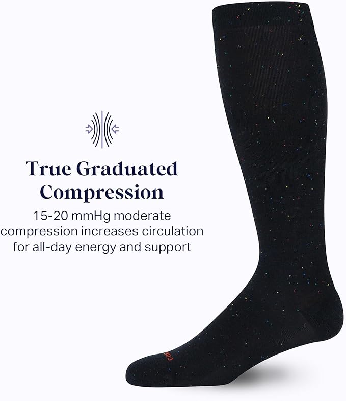 Comrad Recycled Cotton Knee High Socks - 15-20mmHg Graduated Compression Socks - Soft & Breathable Support Socks, Unisex