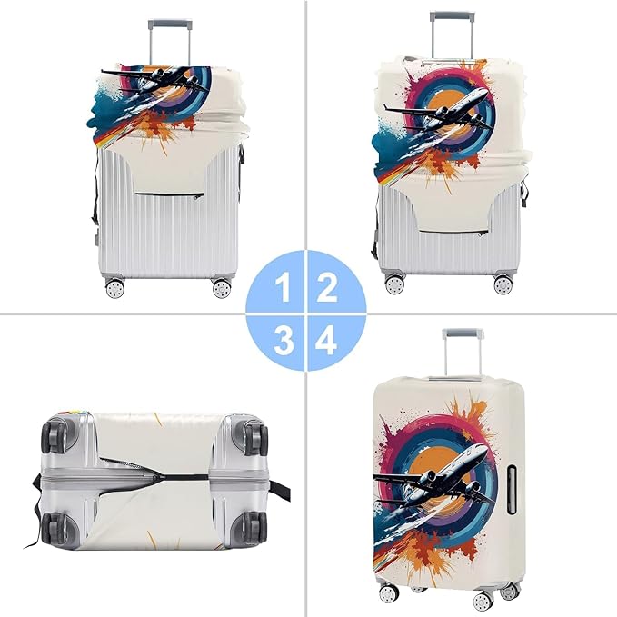 Airplane Luggage Cover – Durable and Stretchable Suitcase Protector for Travel, Easy to Install and Clean, Fits Most Checked and Carry-On Bags,M
