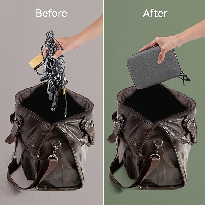 SIMTOP Electronics Organizer Cord Organizer Travel, Small Tech Bag for Cords, Chargers, Power Bank, Earbuds – Portable Cable Pouch for Office, Business Trip, Commute – Water & Scratch-Resistant
