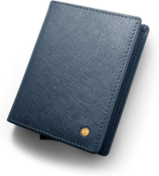 Revelot BiFold Cardholder Wallet/Genuine Leather with RFID Blocking / W1 (Blue Saffiano)