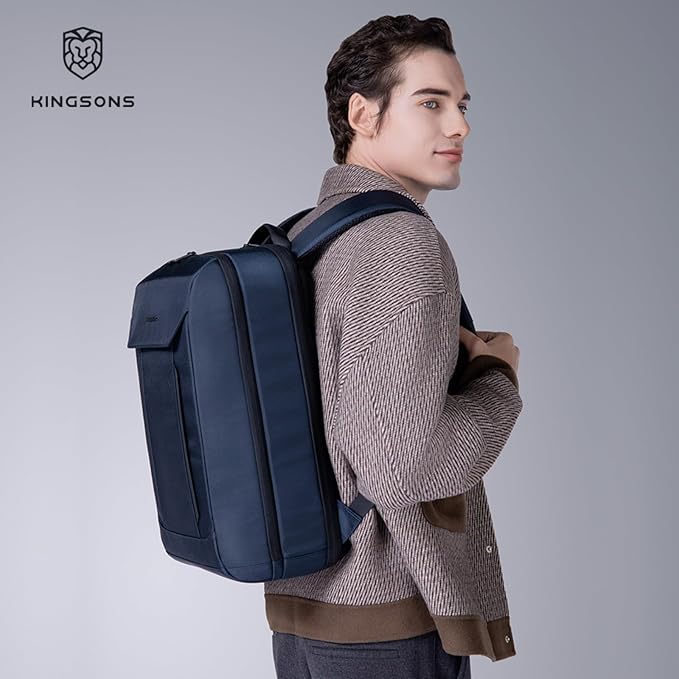 Kingsons 15.6 Inch Laptop Compartment Backpack for Men,Waterproof Slim Durable Business Backpack for Work，Travel (KS25054-Black-US-1)