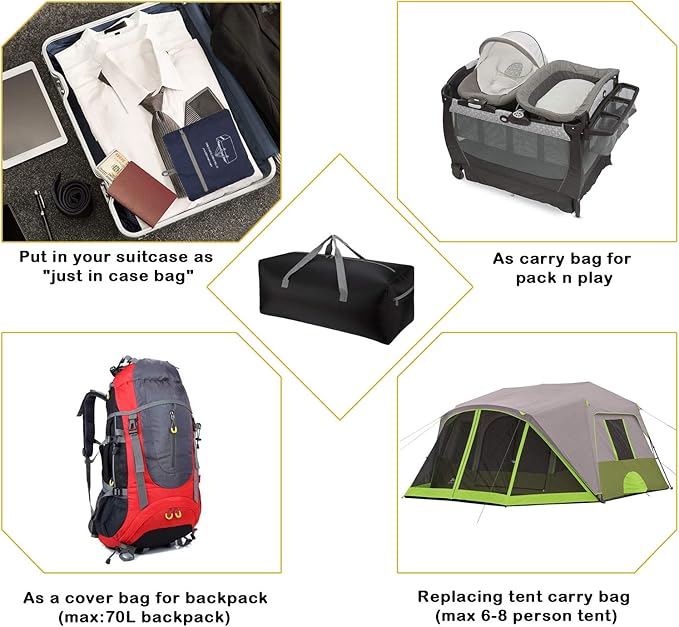 2 Packs Foldable Duffel Bag 30" / 75L Lightweight with Water Rresistant for Travel