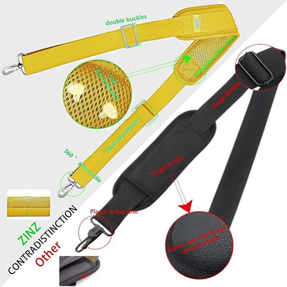 ZINZ Shoulder Strap 78" Universal Handbag Strap with Ultra-Thick Fixed Padded and Dual Balanced Adjustable Buckles Shoulder Crossbody Strap for Briefcase Messenger Bag Laptop Bag Luggage，Yellow
