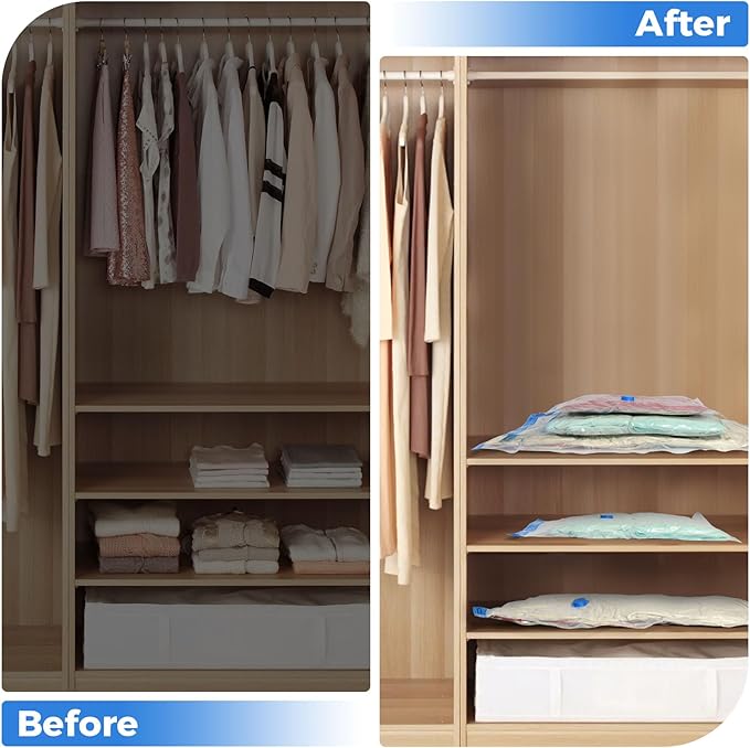 10 Pack Travel Vacuum Storage Bags with USB Electric Pump, Combo Space Saver Vacuum Seal Bags for Clothing Travel Vaccine Sealed Storage Bag for Blankets Clothes Comforters Luggage, Clear