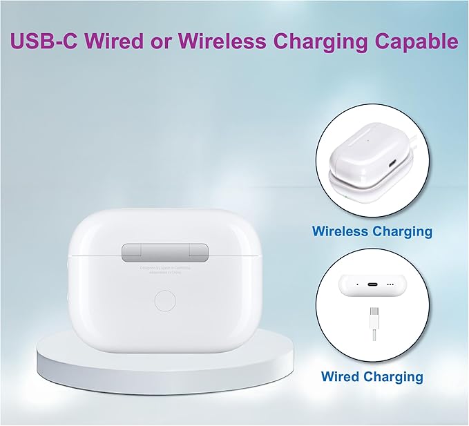 Replacement Charging Case for AirPods Pro 1&2 Generation with fast Wireless and Wired Charging, Bluetooth Pairing and Sync Button, 680mAh Battery with Multi-Function Cleaning Tool. No Earbuds/Airpods.