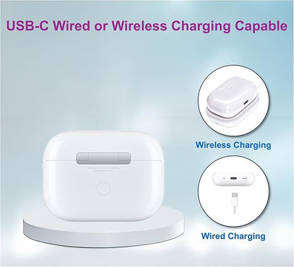 Replacement Charging Case for AirPods Pro 1&2 Generation with fast Wireless and Wired Charging, Bluetooth Pairing and Sync Button, 680mAh Battery with Multi-Function Cleaning Tool. No Earbuds/Airpods.