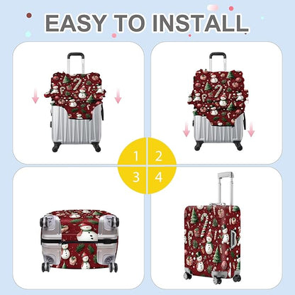 FOREVER QUEEN Snowman - Cane Candy Luggage Cover Suitcase Protector Suitcase Cover Anti-Scratch,Stretchable Bag Cover Washable Durable Polyester