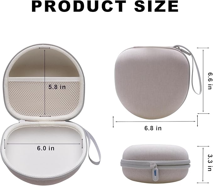 Kids Headphones Case Compatible with iClever BTH12 / BTH20/ BTH26/HS19, JoySpark, Candy Bila, EarFun, MIDOLA, IMYB Foldable Kids Headphones, Cream Travel Storage Bag(Case Only)