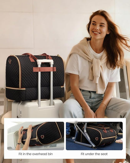 LOVEVOOK Convertible Travel Duffle Bag for Women Men, Garment Bag for Travel, Quilted Overnight Weekender Carry On Duffel Bags for Airplane, Suit Bags for Trip, Business