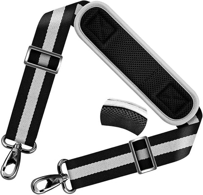 ZINZ Shoulder Strap Universal Bag Strap - 78" Ultra-Thick Padded with Dual Balanced Adjustable Buckles for Briefcase, Travel, Sports, Laptop, Crossbody Bag，Stripes-BkWBk