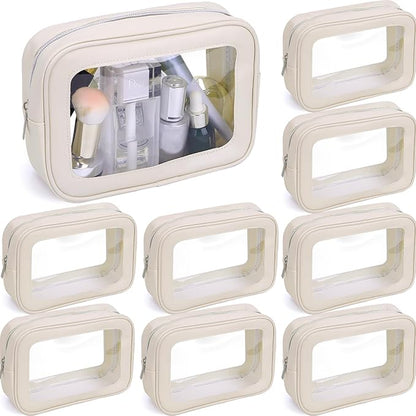 8 Packs TSA Approved Toiletry Bags Clear Toiletry Bags for Travel PVC Makeup Pouch Waterproof Quart Size Clear Cosmetic Bag with Zipper for Airport Airline Compliant Bag Women Men Travel Bathroom