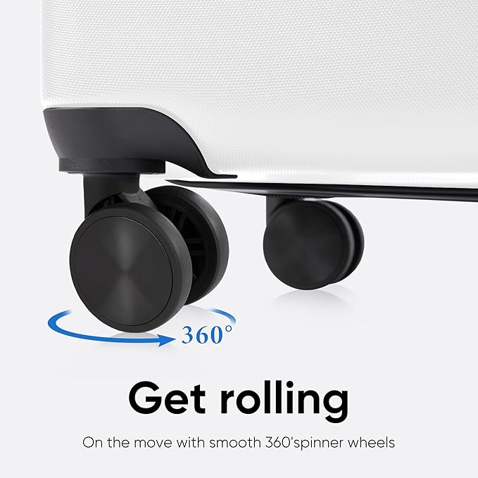 OLIXIS 24 Inch Luggage, Hardside Suitcase with Spinner Wheels, Lightweight ABS Hard Shell Checked Luggage, TSA Approved Lock, Expandable Medium Suitcase for Travel & Business–White