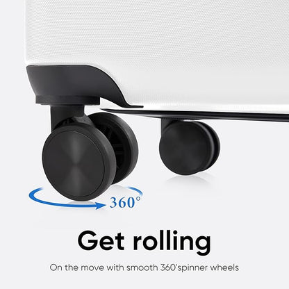 OLIXIS 3-Piece Luggage Set, 20/24/28 Inch Hardside Suitcases with Spinner Wheels, Lightweight ABS Hard Shell Travel Luggage, TSA Approved Lock, Expandable Carry-On & Checked Luggage–White