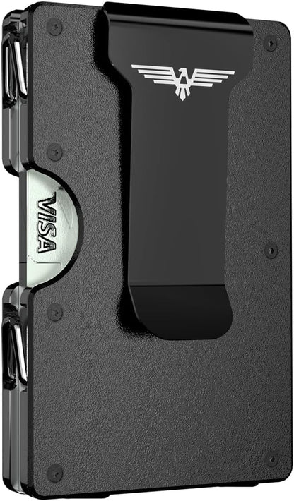 Minimalist Wallet for Men, Metal Wallet with Money Clip, Slim Compact Wallet, RFID Blocking Card Holder, Metal Aluminum Credit Card Holder, Holds up to 20 Cards