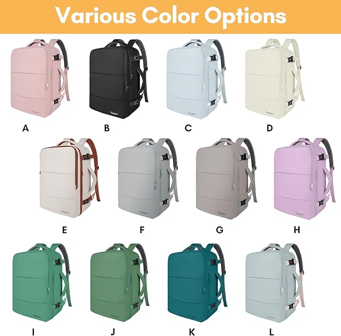 Taygeer Travel Backpack for Men Women, Airline Approved Underseat Personal Item with 17.3 inch Laptop Compartment, TSA Friendly Mochila for Business Hiking Weekend, Carry On Backpack, Orchid Purple