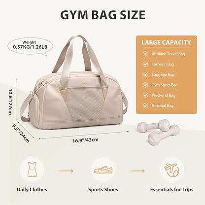 VNINE Duffle Bag for Women Men Travel Bags with Shoes Compartment Carry On Weekender Bag Airlines Approved Duffel Bag with Wet Pocket Water Resistant Overnight Sports Workout Dance Bags