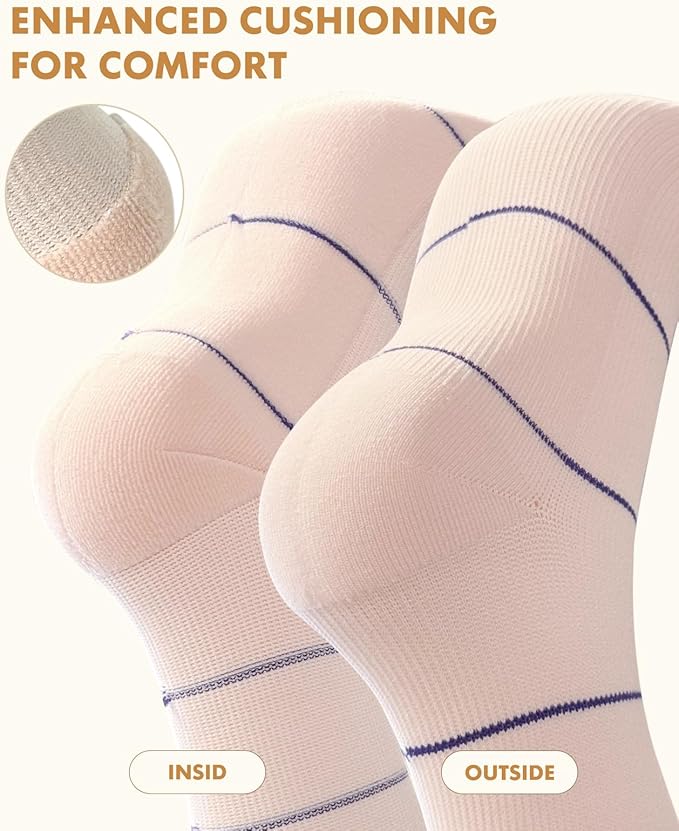 Cute Compression Socks for Women - 3 Pairs 20-30 mmHg Graduated Support Lightweight for Daily Wear Travel Nurse
