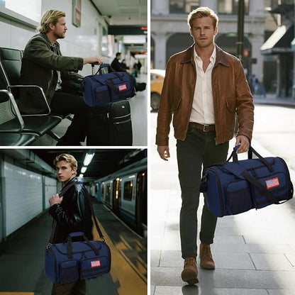 Tactical Duffle Bag For Travel Expandable 52L Large Duffle Bag For Men Gym Duffel With Wet Pocket Multi-Functional Carry On Bags Weekender Overnight Bag Organizer Duffel Bag For Travel