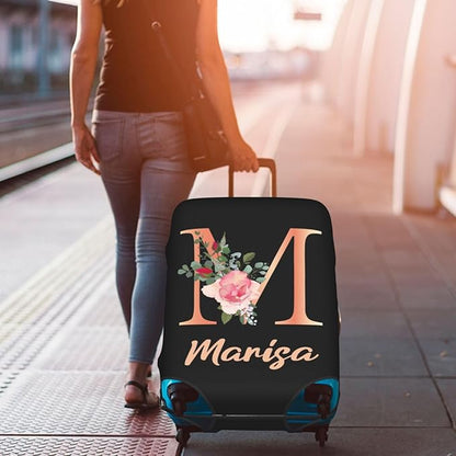 Custom Luggage Cover Personalized Luggage Cover Add Your Name Elastic Travel Suitcase Cover Washable Anti-Scratch Suitcase Protector Cover for Travel Business S(Fit 18-21inch suitcase)