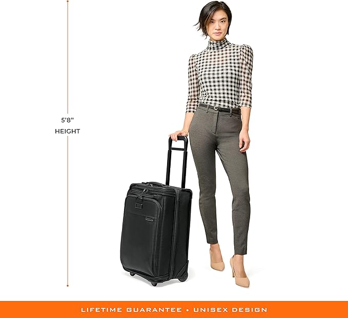 Briggs & Riley 22" Carry-On 2-Wheel Garment Bag - Carry On Luggage for Travel, Suitcases with Wheels, Softside Rolling Bag for Men & Women, Built in Hook for Clothes - Baseline Collection, Black