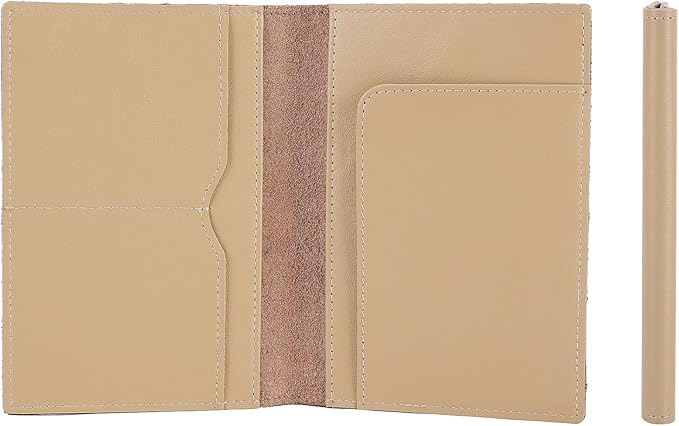 STAR VISTA Albatross Leather Travel Passport Holder, Minimalist Design, Calfskin Leather Case for Women and Men - Slim Passport Wallet, Bifold, RFID Blocking, Ivory