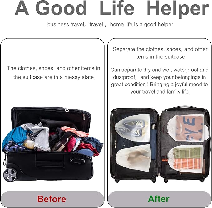 100 Pcs clear Shoe Bags for Travel,11.8“ x 15.7”,Drawstring Travel Shoe Bags for Packing，Waterproof Dustproof Portable Travel Shoe Storage Bag for Men and Women