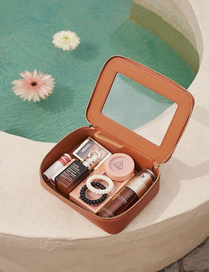 Popvibe Clear Makeup Bag Travel Cosmetic Case Transparent Toiletry Bag with Zipper, Portable Make Up Organizer Traveling Compact Car Bag for Essentials