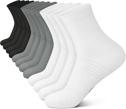 Compression Running Ankle Socks for Men and Women (6 Pairs), Quarter Athletic Socks for Running, Cycling, Golf, Work