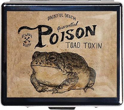 7 Days Chromed Shiny Silver Pill Organizer with Mirror Inside Has 8 Separate Compartments Rectangle Cute Travel Pill Organizer for Purse 7 Days (Toad Toxin)