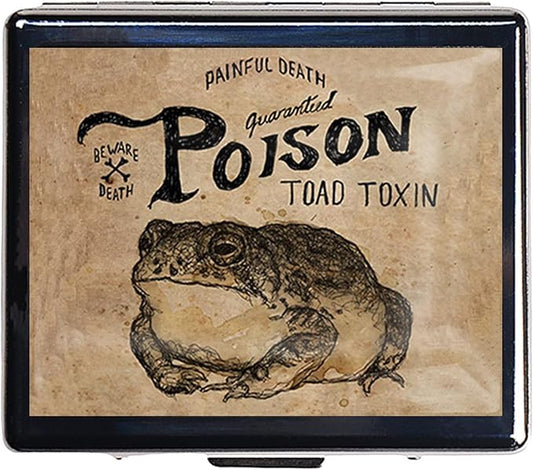 7 Days Chromed Shiny Silver Pill Organizer with Mirror Inside Has 8 Separate Compartments Rectangle Cute Travel Pill Organizer for Purse 7 Days (Toad Toxin)