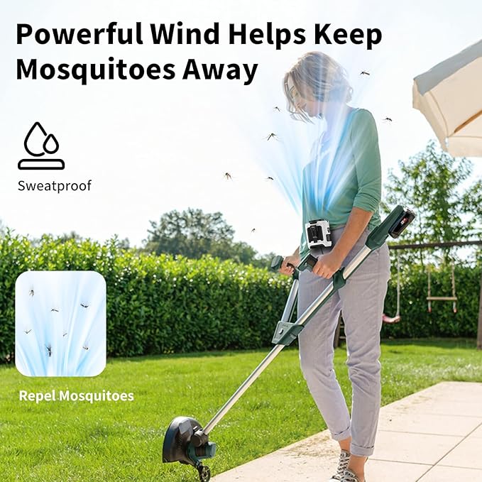 Socool 10000mAh Portable Waist Fan Clip on Wearable Belt Personal Fan Rechargeable Battery operated With 5 Speeds & Flashlight Neck Fan Hands-Free 40H Cooling For Outdoor Camping Travel (White)