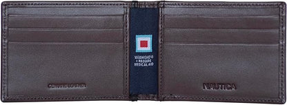 Nautica Men's Slim Wallet | Card Case | RFID Blocking | ID Window | Minimalist | Lightweight | Genuine Leather
