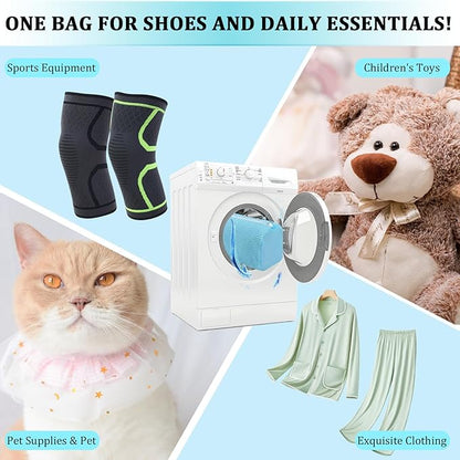 2 Pcs Shoe Washing Machine Bag Sneaker Laundry Bags For washers, Cleaned 360° Mesh Pouch Reusable & Durable Laundry Shoe Bag Side Zipper, Suitable for Washing Machine and Dryer(blue)