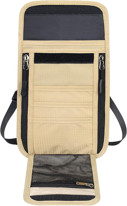 Travel Neck Wallet RFID Blocking – Hidden Passport Holder & Anti-Theft Money Pouch for Men & Women, Lightweight Concealed Undergarment Organizer with Adjustable Strap, Secure Document Holder