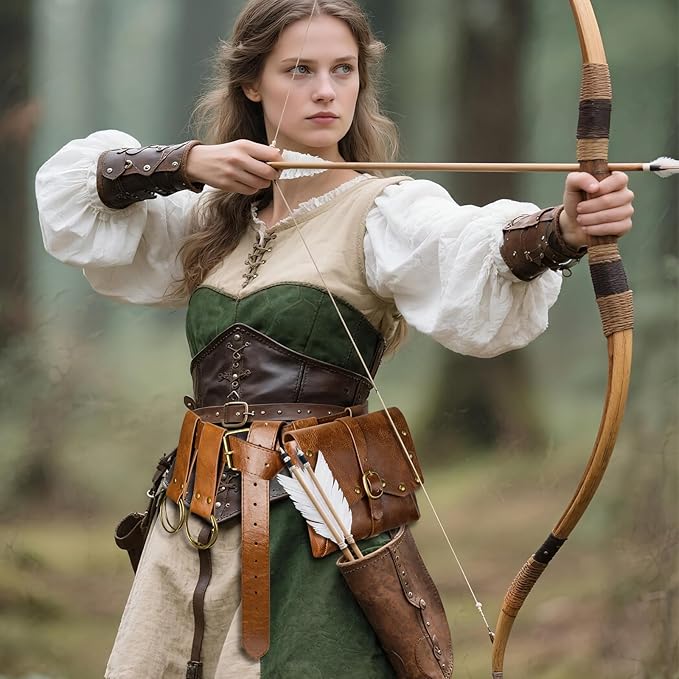 Renaissance Belt Pouch Viking Leather Medieval Belt Waist Bag Pirate Cosplay Festival Halloween Adjustable Accessories (Brown)