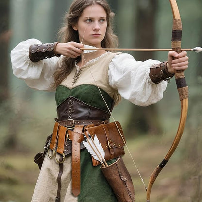 Renaissance Belt Pouch Viking Leather Medieval Belt Waist Bag Pirate Cosplay Festival Halloween Adjustable Accessories (Brown)