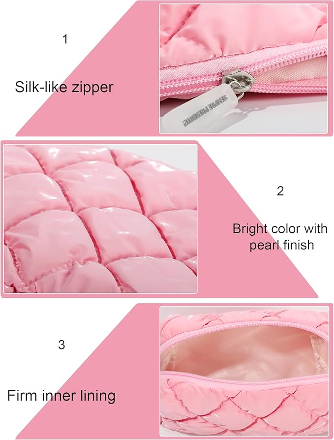 Travel Makeup Bag for Women, Large Waterproof Cosmetic Organizer with 3-piece Set, Toiletry Bag for Gym/College/Gifts | Cute Aesthetic Design (Pink)