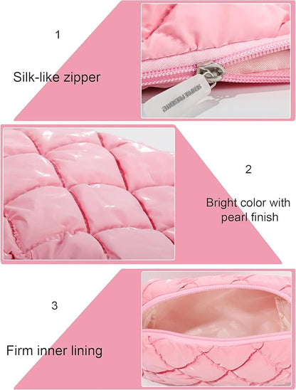 Travel Makeup Bag for Women, Large Waterproof Cosmetic Organizer with 3-piece Set, Toiletry Bag for Gym/College/Gifts | Cute Aesthetic Design (Pink)