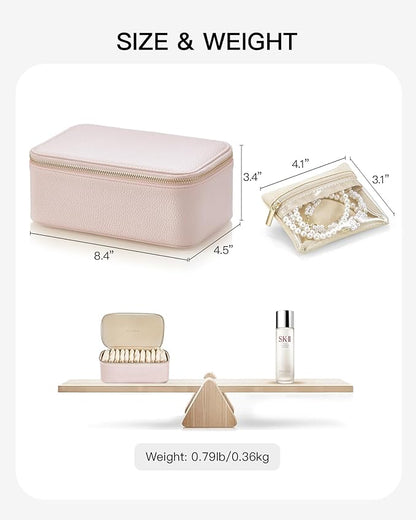 Vlando Teacher Gifts for Women,Jewelry Box with 12 Velvet Jewelry Bags Travel Jewelry Case for Girls Jewelry Organizer for Travelers Birthday Gift Ideas for Women (Pink)