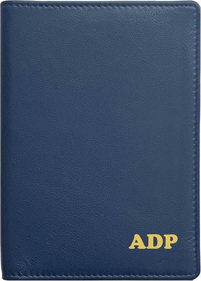 Personalized Monogrammed Navy Leather RFID Passport Wallet