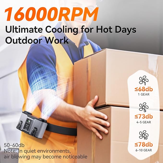 12000mAh Personal Waist Fan, USB Rechargeable Clip The Waist For Working,10 Speed & 23H Cooling and Heatstroke Prevention For Outdoor Travel Camping (gray, 12000mAh)