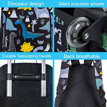 AGSDON 5 Piece Kids Luggage Set for Boys, Cute Rolling Wheels Suitcase for Toddler, Children Travel Carry on Suitcase-Dinosaur