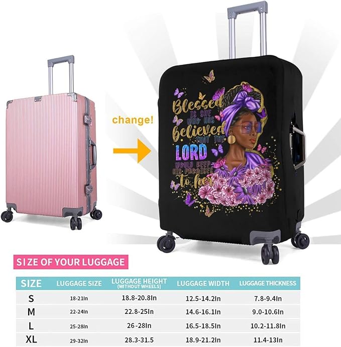 Travel Suitcase Protector African American Girl Elastic Protective Washable Luggage Cover With Concealed Zipper Suitable For 18-32 Inch(S (for 18-21 inch luggage))