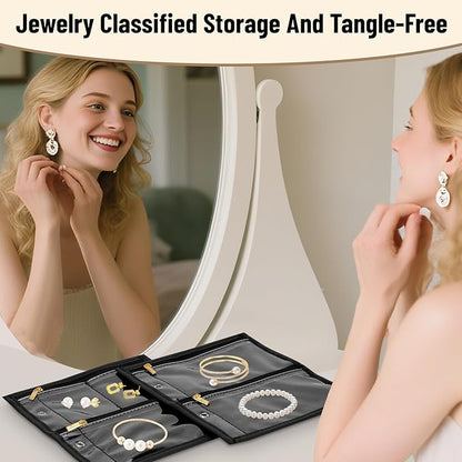 Yotako Travel Jewelry Organizer Case-Jewelry Storage Book Binder with Clear Zipper Velvet Pouch for Travel Home, Jewelry Bags for Earrings, Rings, Necklace, Bracelet (Inner Pages, 4 PCS)