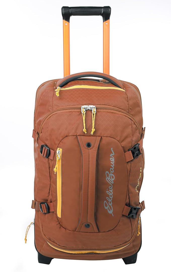 Eddie Bauer Expedition Rolling Duffel Bag with Wheels | Travel | Carry-On | Luggage | Rugged | Durable - Rust, 22"